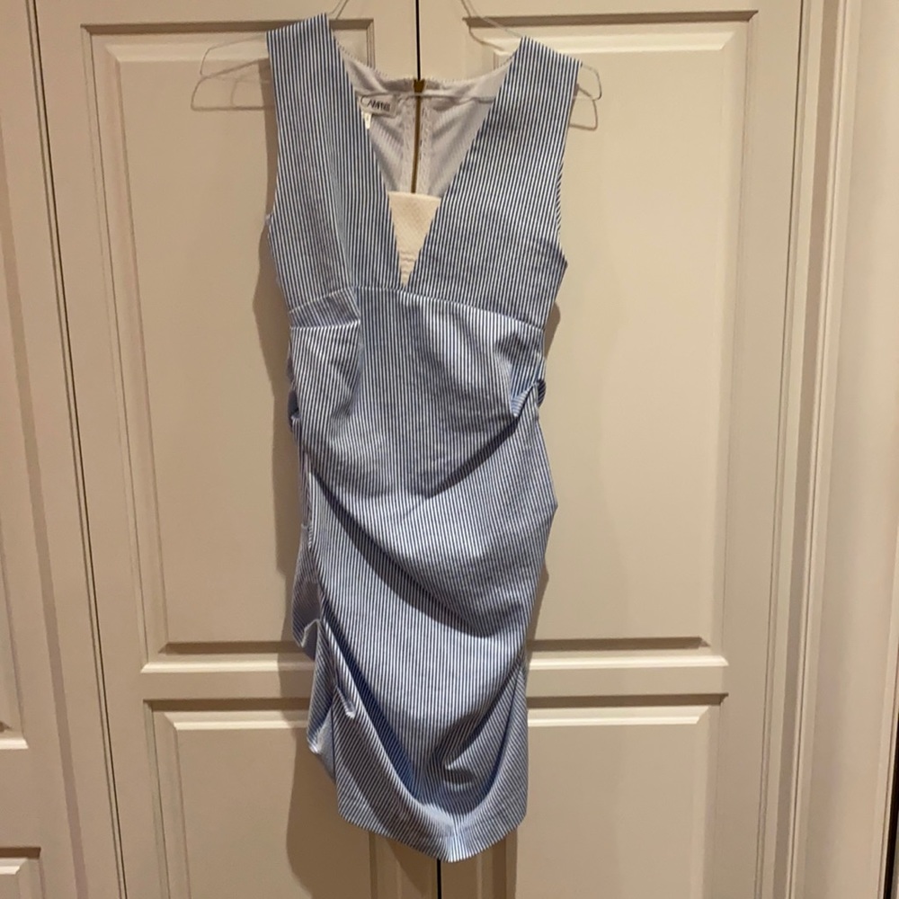 Sara Campbell Blue and White Striped Mini Dress